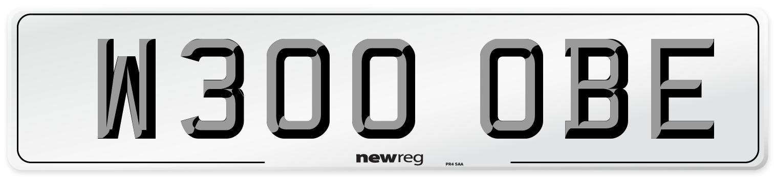 W300 OBE Number Plate from New Reg